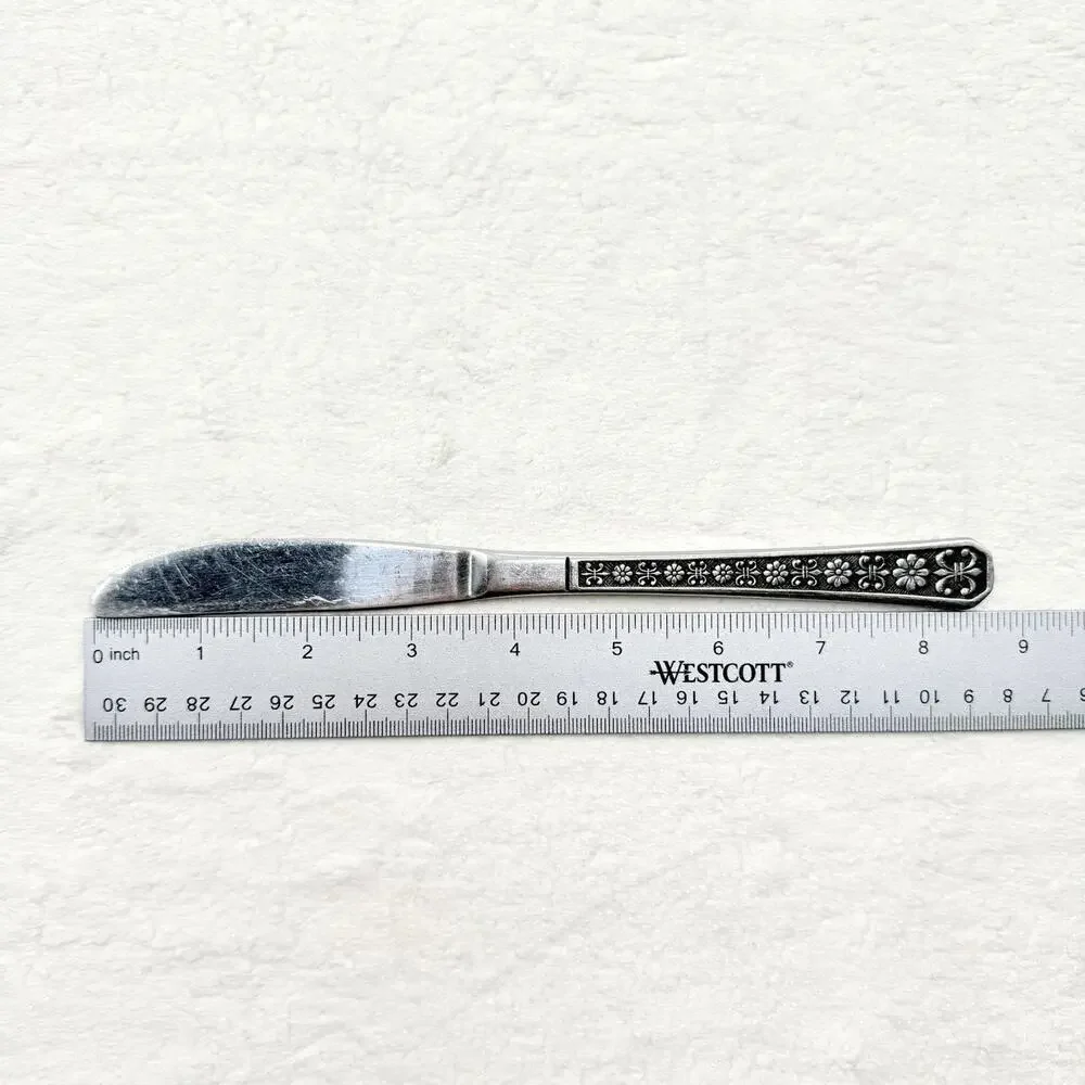 3 Interpur FLORENZ Stainless 8 Petal Black Textured Dinner Knives Korea Flatware